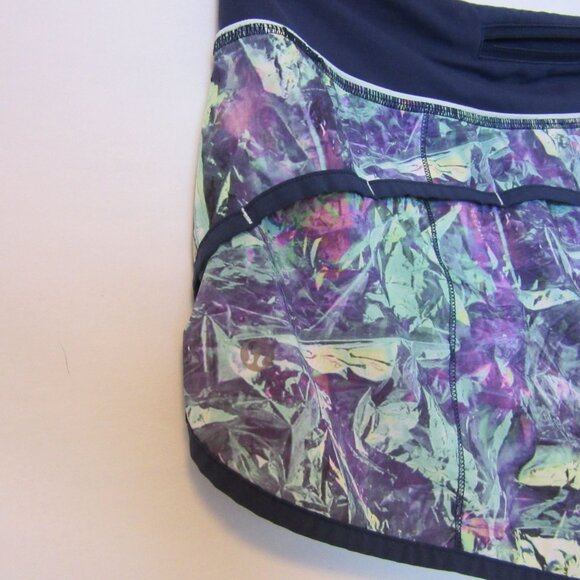 Lululemon Navy Blue Speed Shorts Women 6 Watercolor Pattern Athletic Gym Workout - Picture 5 of 6